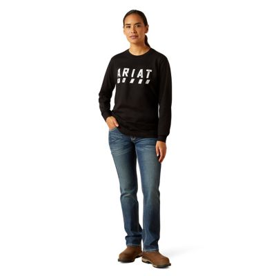 Image showing  Women's Rebar Cotton Strong Logo Crew Neck Long-Sleeve Work T-Shirt