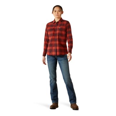 Image showing  Women's DuraStretch Flannel Collared Long-Sleeve Work Shirt