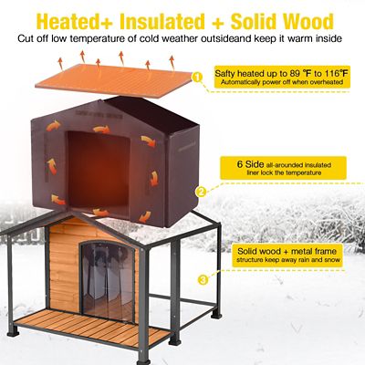 Image showing  Large Heated Outdoor Wooden Dog House