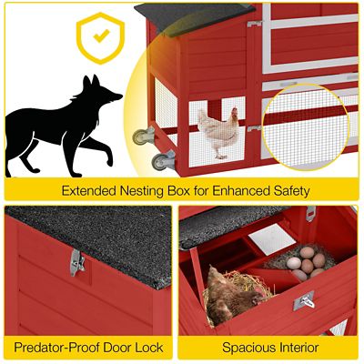 Image showing  AIR72-R Mobile Chicken Tractor for 1-2 Chickens (Inner Space 12.33 ft) in Red