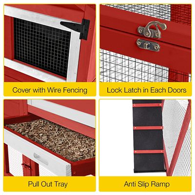 Image showing  AIR72-R Mobile Chicken Tractor for 1-2 Chickens (Inner Space 12.33 ft) in Red