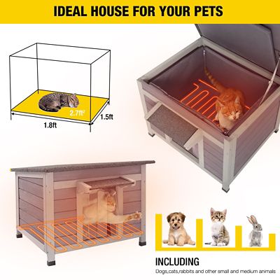 Image showing  AIR12-IN-HP Outdoor Heated Wooden Cat House with Heating Pad Insulation Liner