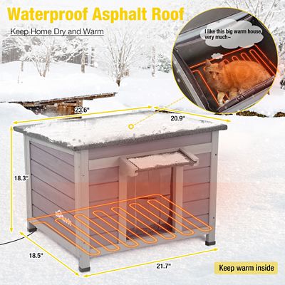 Image showing 5 th Aivituvin AIR12-IN-HP Outdoor Heated Wooden Cat House with Heating Pad Insulation Liner