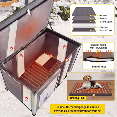 Image showing  Heated Outdoor Wooden Dog House