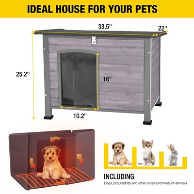Image showing 6 th Aivituvin Heated Outdoor Wooden Dog House