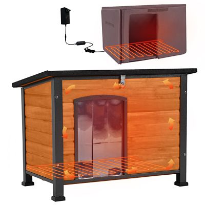 Aivituvin Heated Outdoor Wooden Dog House