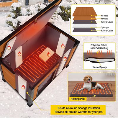 Image showing 1 th Aivituvin Heated Outdoor Wooden Dog House