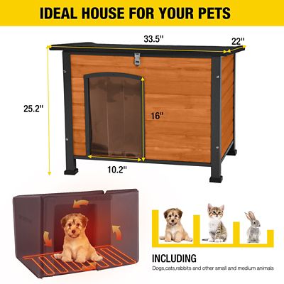 Image showing 6 th Aivituvin Heated Outdoor Wooden Dog House