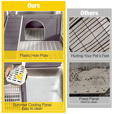 Image showing  Wooden Hamster Cage Anti-Chew Design Easy-Clean PVC Layer, Grey