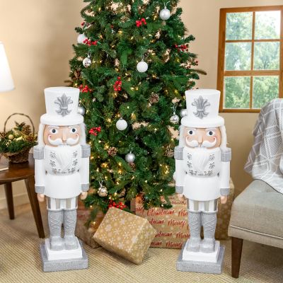 Image showing  37 in. Sterling the Silver Christmas Nutcracker Statue - 2 pk.