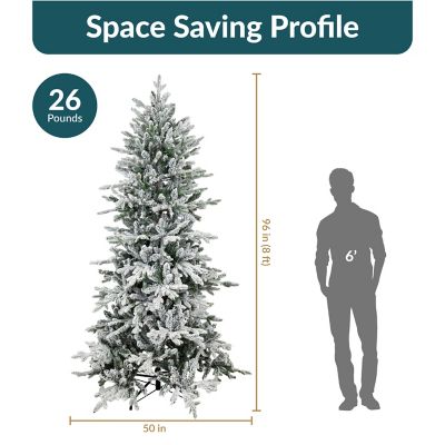Image showing  Indoor Artificial Unlit Slim Christmas Tree with Metal Stand - 8 ft. - Flocked