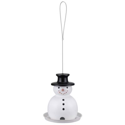 Royal Wing Snowman Metal Bird Feeder, White/Black
