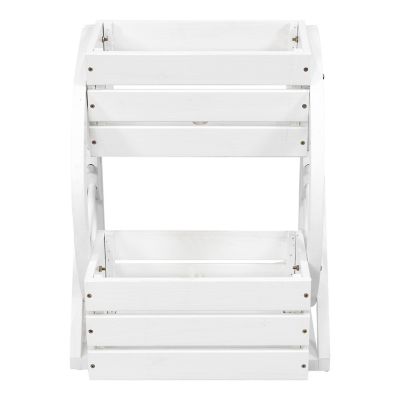 Image showing  Indoor/Outdoor 2-Tiered Rustic White Wagon Wheel Planter - 19 in. W x 14.75 in. D x 23.5 in. H