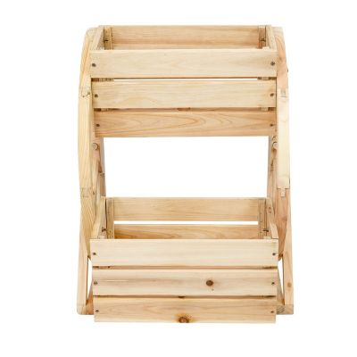 Image showing  Outdoor 2-Tiered Rustic Natural Fir Wagon Wheel Planter - 19 in. W x 14.75 in. D x 23.5 in. H