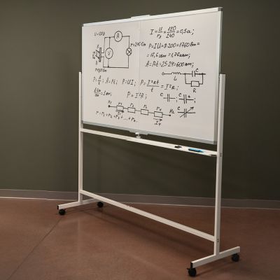 Image showing  Double-Sided Magnetic Mobile Whiteboard with Markers - 73.75 in. W x 21 in. D x 77 in. H