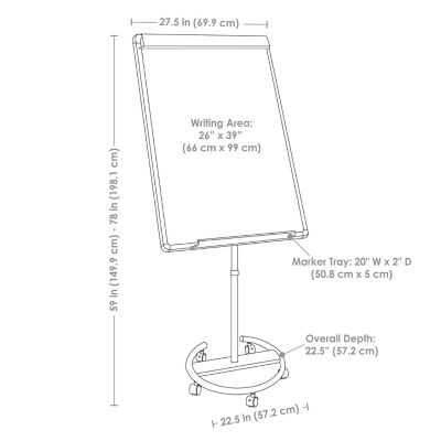 Image showing  Adjustable Height Magnetic Mobile Whiteboard and Flipchart Easel - 59 in. to 78 in. H