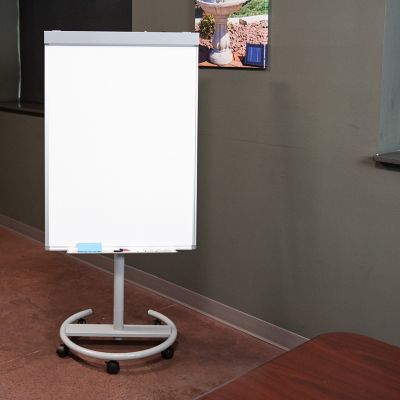 Image showing  Adjustable Height Magnetic Mobile Whiteboard and Flipchart Easel - 59 in. to 78 in. H