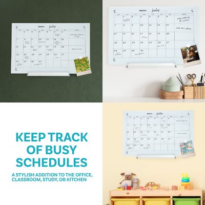 Image showing  Magnetic Glass Dry Erase Wall Calendar with Markers - White - 26 in. x 39 in.