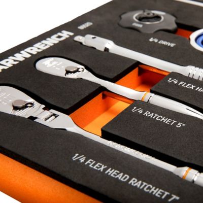 Image showing 8 th GEARWRENCH 18 pc. 1/4 in. 90-Tooth Ratchet & Drive Tool Set with Foam Storage Tray