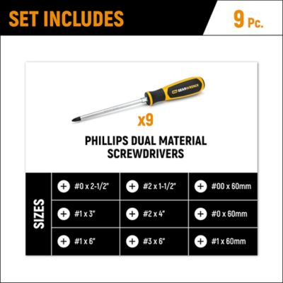 Image showing  9 pc. Phillips Dual Material Screwdriver Set in Foam Storage Tray
