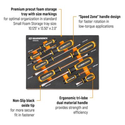 Image showing  9 pc. Slotted Dual Material Screwdriver Set in Foam Storage Tray
