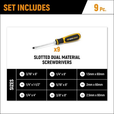 Image showing 5 th GEARWRENCH 9 pc. Slotted Dual Material Screwdriver Set in Foam Storage Tray