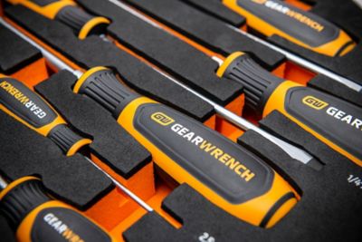 Image showing 9 th GEARWRENCH 9 pc. Slotted Dual Material Screwdriver Set in Foam Storage Tray