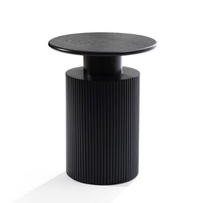 LuxenHome Black Finish Fir and MDF Wood Accent Round Table
