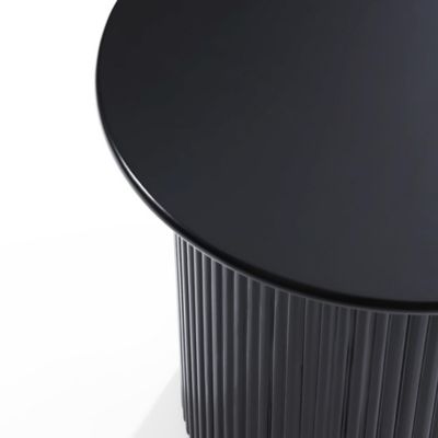 Image showing  Fluted Fir and MDF Wood Round Accent Table, Black