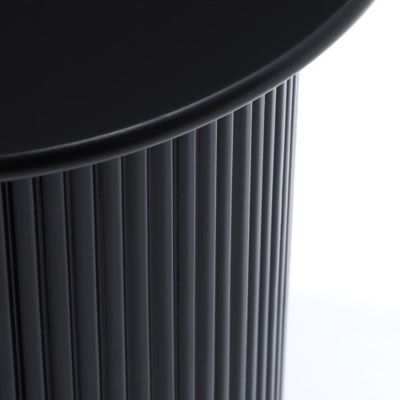 Image showing  Fluted Fir and MDF Wood Round Accent Table, Black