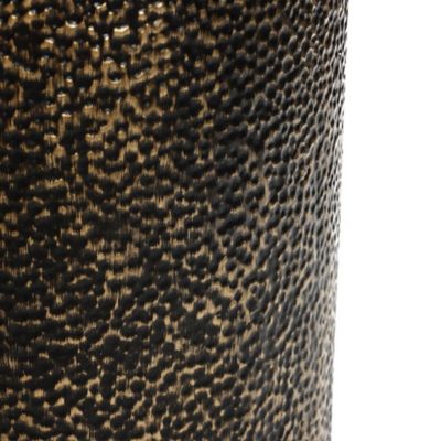 Image showing  Hammered Iron Metal Round End Table with MDF Wood Top and Storage, Black/Gold