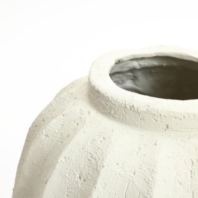 Image showing  Off White MgO Round Modern Fluted Vase