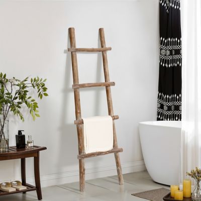 Image showing  Solid Wood Natural 4Rung 59 in. Tall Blanket Ladder
