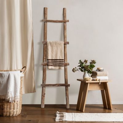 Image showing  Solid Wood Natural 4Rung 59 in. Tall Blanket Ladder