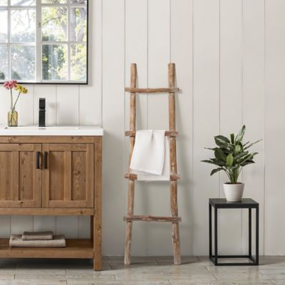 Image showing  Solid Wood Natural 4Rung 59 in. Tall Blanket Ladder