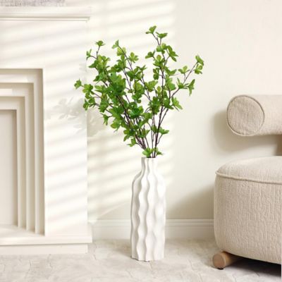 Image showing  White Waves Ceramic 15.75 in. Tall Round Vase