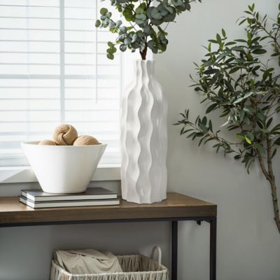 Image showing  White Waves Ceramic 15.75 in. Tall Round Vase