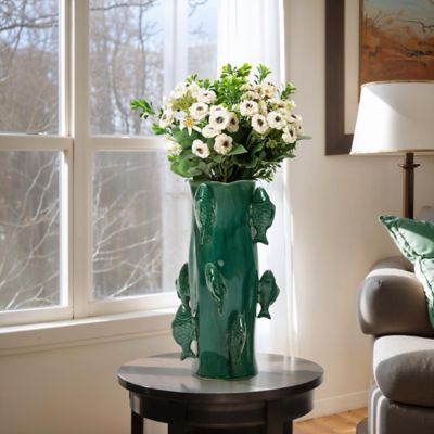 Image showing  Marine Green Ceramic Fish Vase