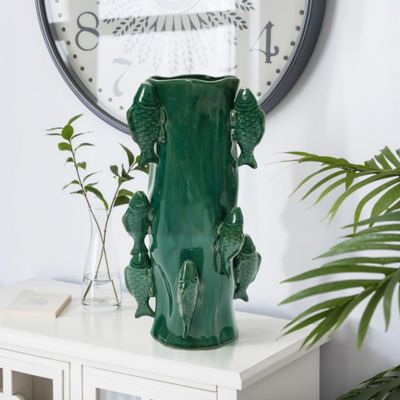 Image showing  Marine Green Ceramic Fish Vase