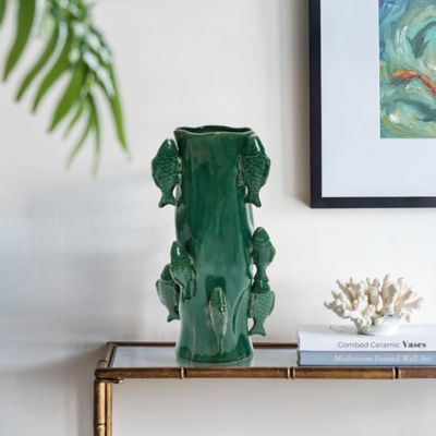 Image showing  Marine Green Ceramic Fish Vase