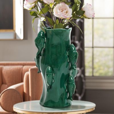 Image showing  Marine Green Ceramic Fish Vase