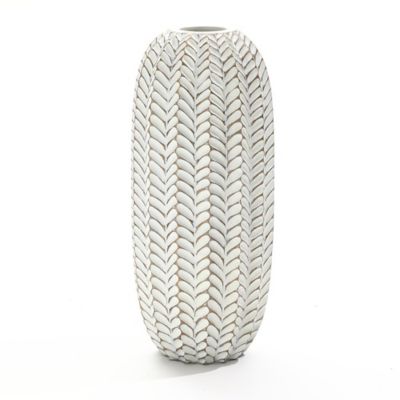 LuxenHome Modern Geometric Pattern Polyresin Cylinder Vase