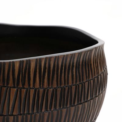 Image showing  Brown with Black VPattern Polyresin Round Planter