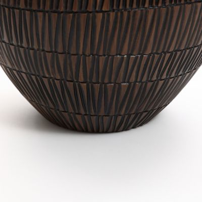 Image showing  Brown with Black VPattern Polyresin Round Planter