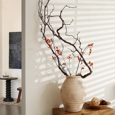 Image showing  Rustic Brown Ribbed Terracotta 13.2 in. Tall Urn Vase