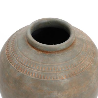 Image showing  Rustic Brown Terracotta 14.6 in. Tall Urn Vase