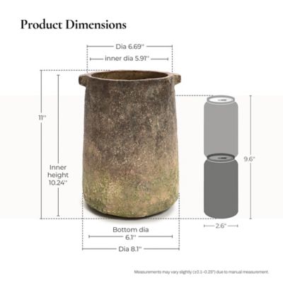 Image showing 7 th LuxenHome Rustic Ginger Root Brown Cement 11 in. Tall indoor and Outdoor Cylinder Vase