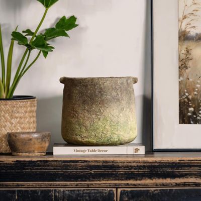 Image showing  Rustic Ginger Root Brown Cement 8.9 in. Tall indoor and Outdoor Cylinder Vase