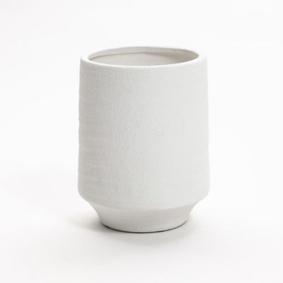 LuxenHome White Terracotta Indoor and Outdoor Cylinder Vase