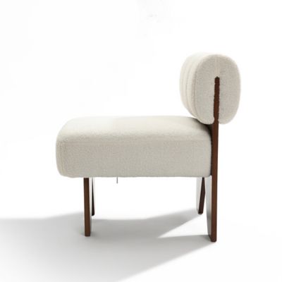 Image showing 3 th LuxenHome Upholstered White Modern Armless Accent Chair